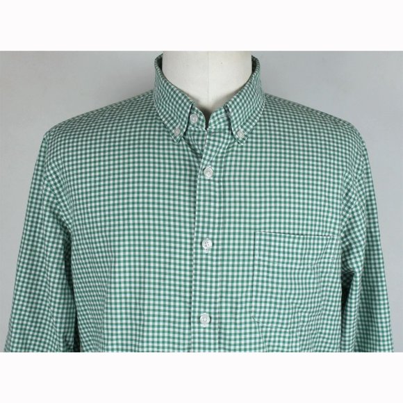 NEW J.Crew Slim Lightweight Oxford Button Down Shirt MENS LARGE Green Gingham